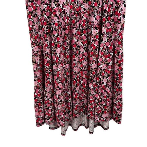 Tommy Hilfiger Floral Midi High Low Hem Knit Dress Pink/Black Size XL NWT - Picture 4 of 8